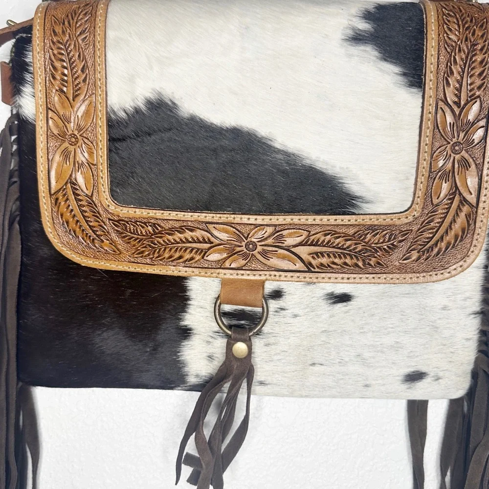 Myra Bag Leather and Hair Fringe Purse - Picture 6 of 6